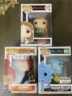 Funko Pop! Joanna, Akuma & Hologram Rick Clone Trio - Green, Blue, Red